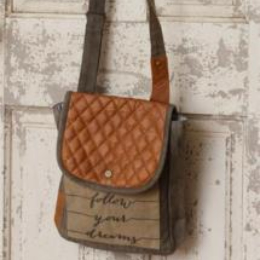 Ladies Canvas Leather Crossbody Bag Follow Your Dr